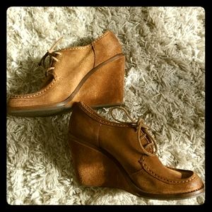Brown Suede Wedge Ankle Shoe